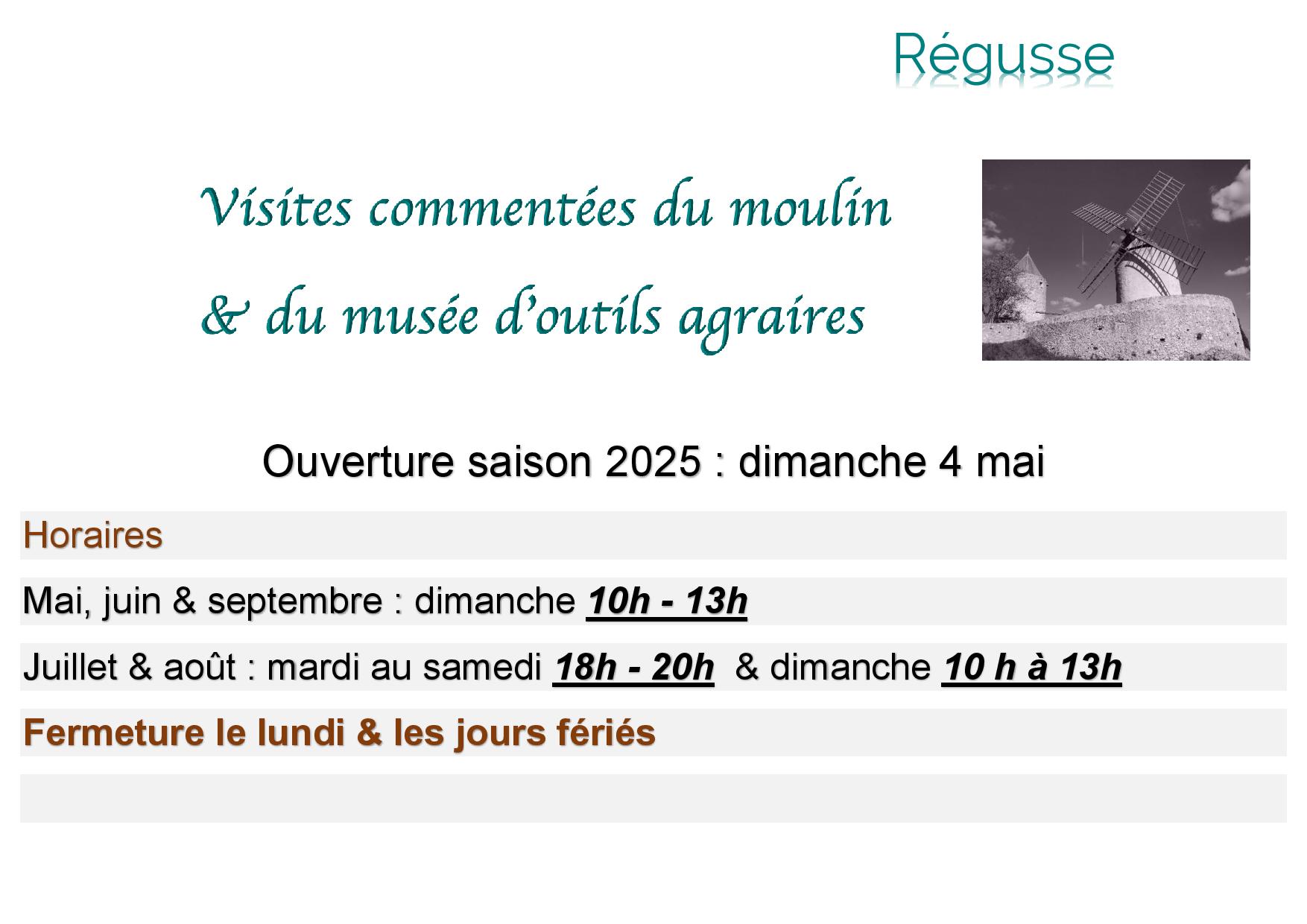 Permanences 2024 - Visites commentées du moulin et du musée d'outils agraires