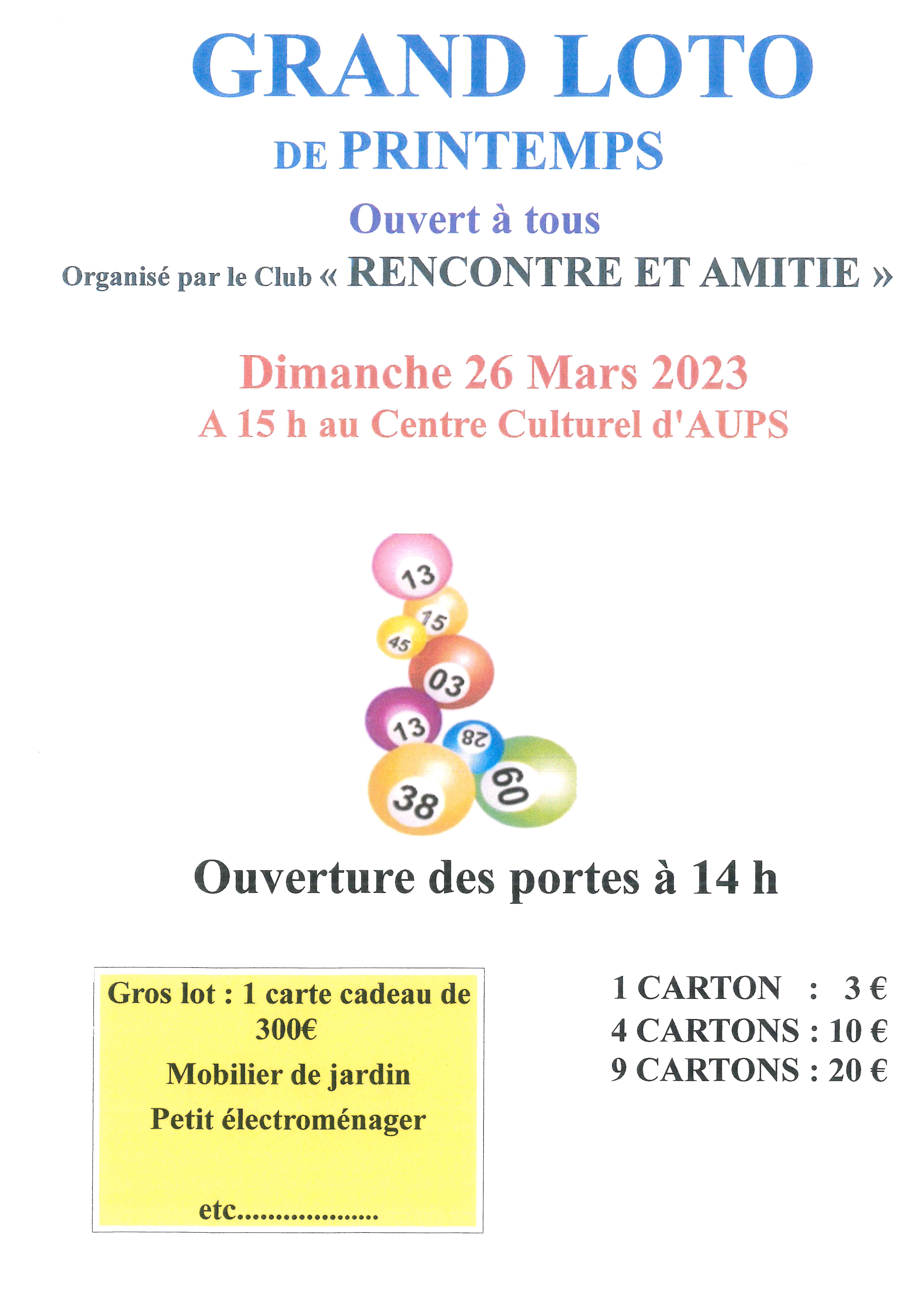 20/11/2022 - Loto Rencontre et Amitié