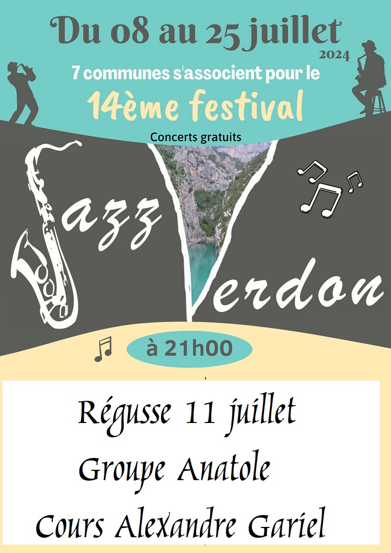 Concert avec Anatole jeudi 11 juillet - 14e Festival Jazz Verdon