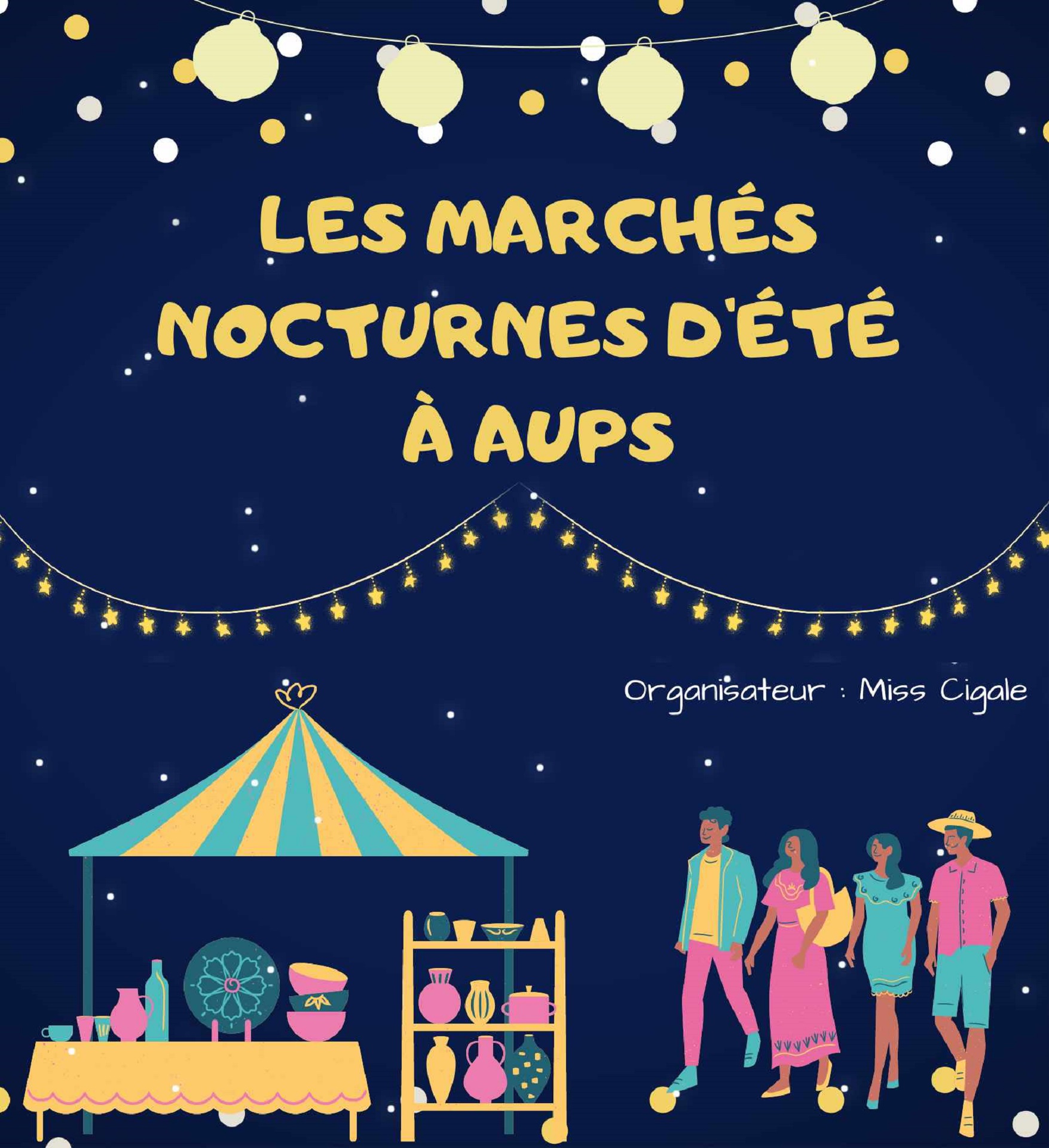 Affiche - Marchés nocturnes d'Aups