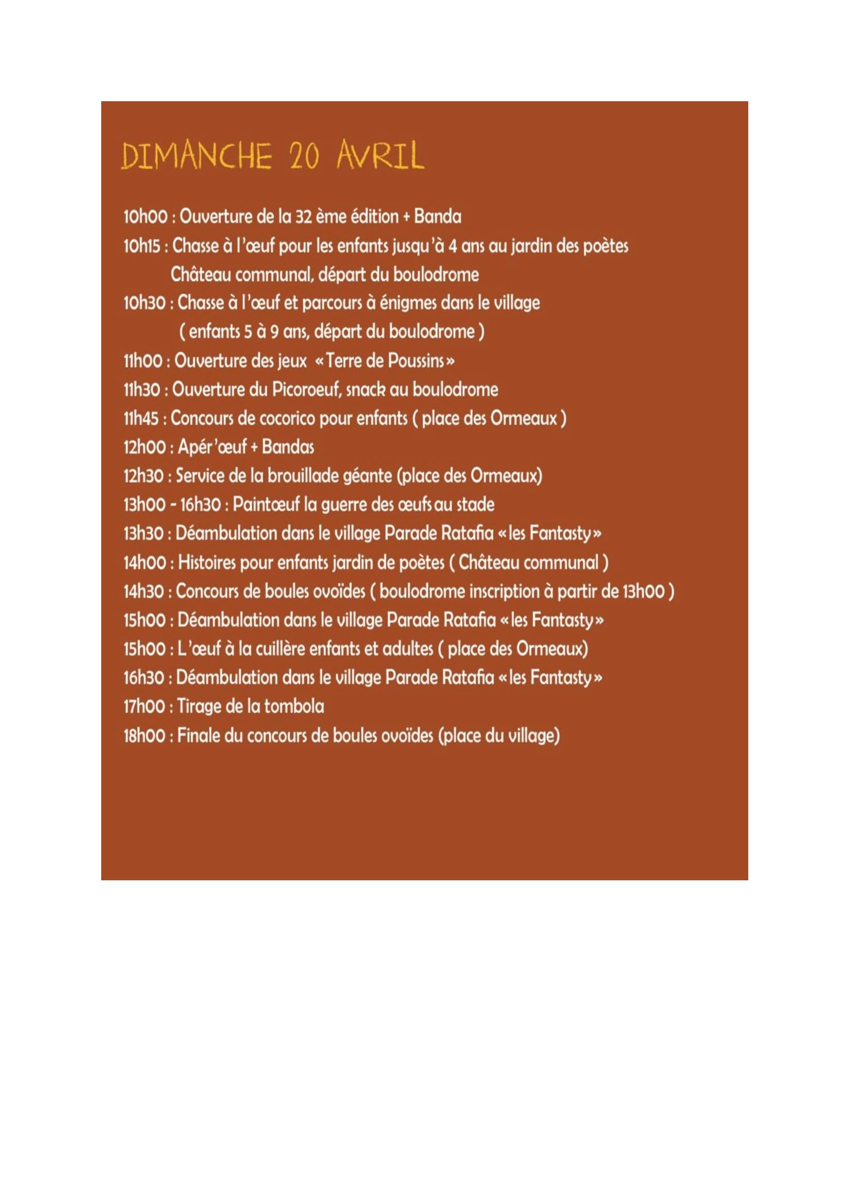 Programme - 32e Fête de l'Oeuf à Tourtour_Tourtour