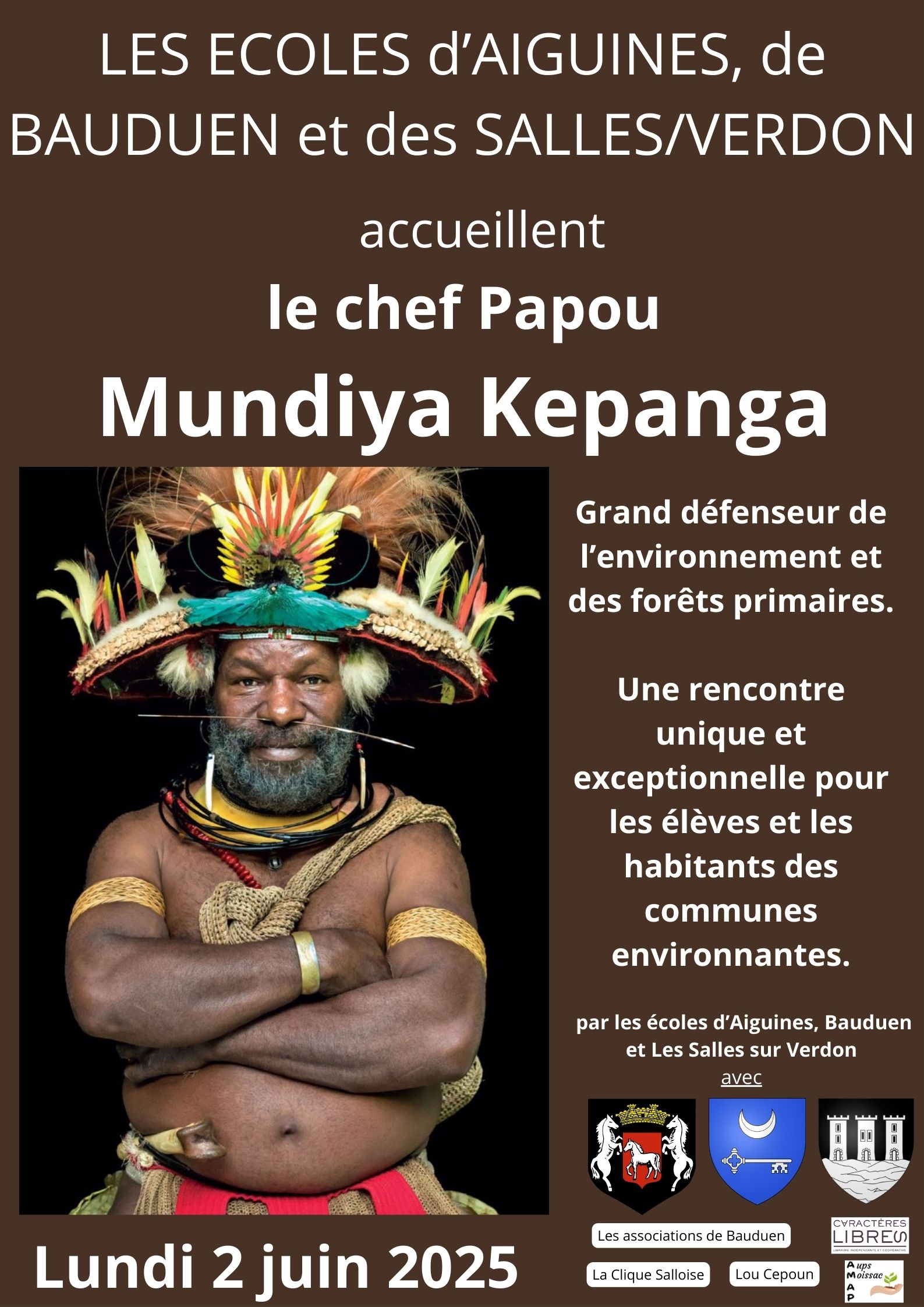 Affiche générale - Nos écoles accueillent le chef Mundiya Kepanga_Bauduen