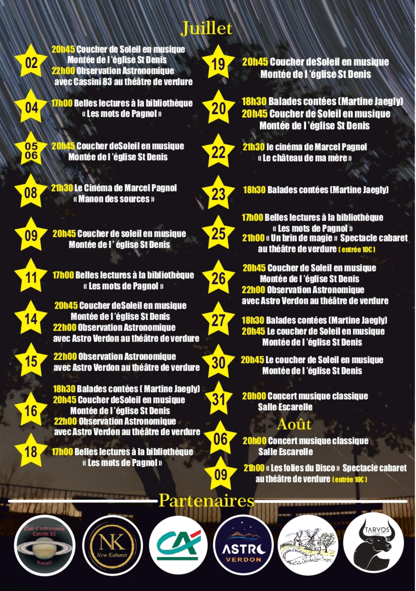 Programme - Festival Tourtour sous les étoiles