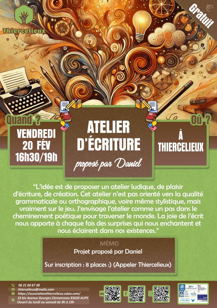 Atelier d'écriture - Les animations du Thiercelieux_Aups