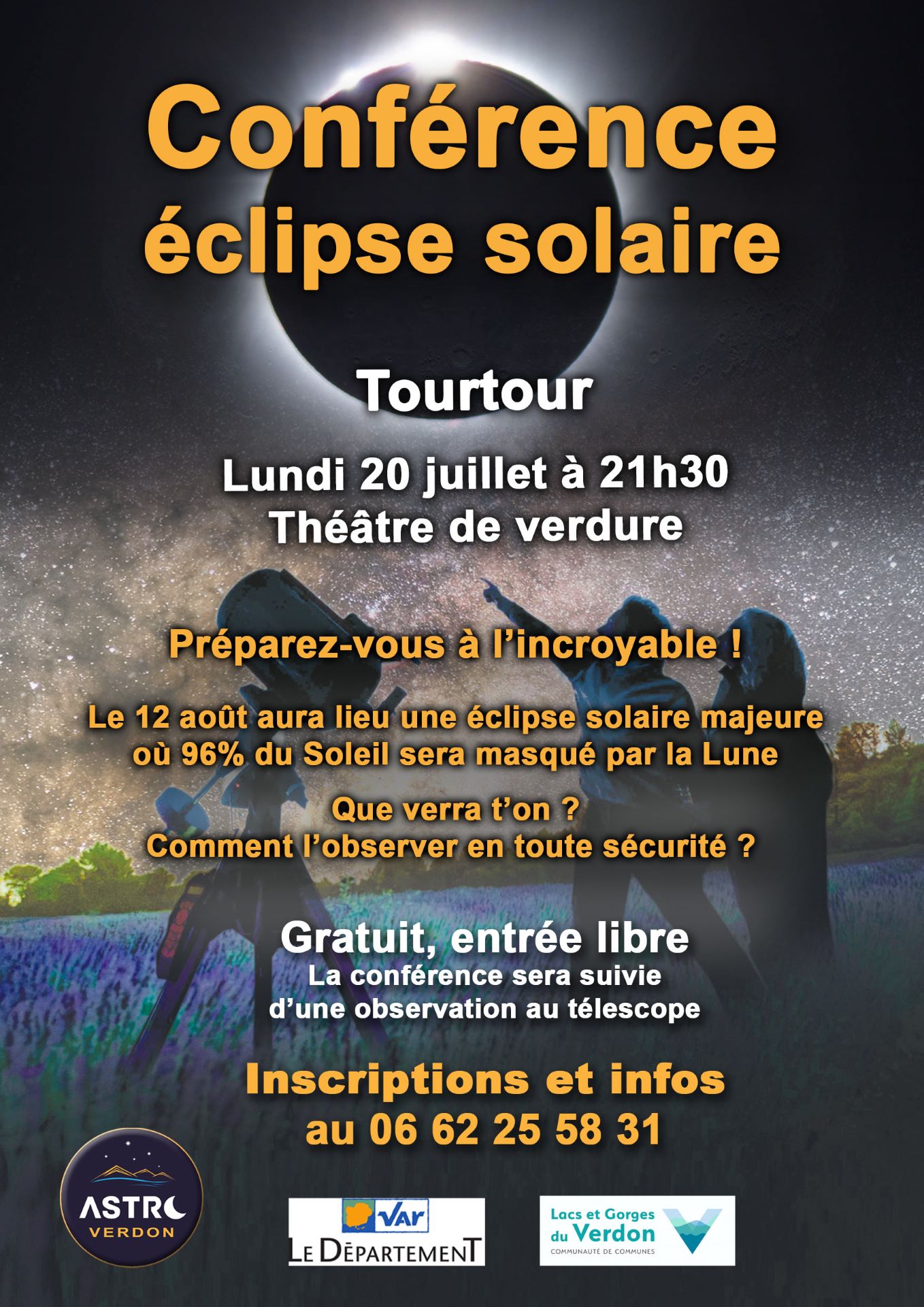 Affiche - Astro Verdon à Tourtour - 20 juillet