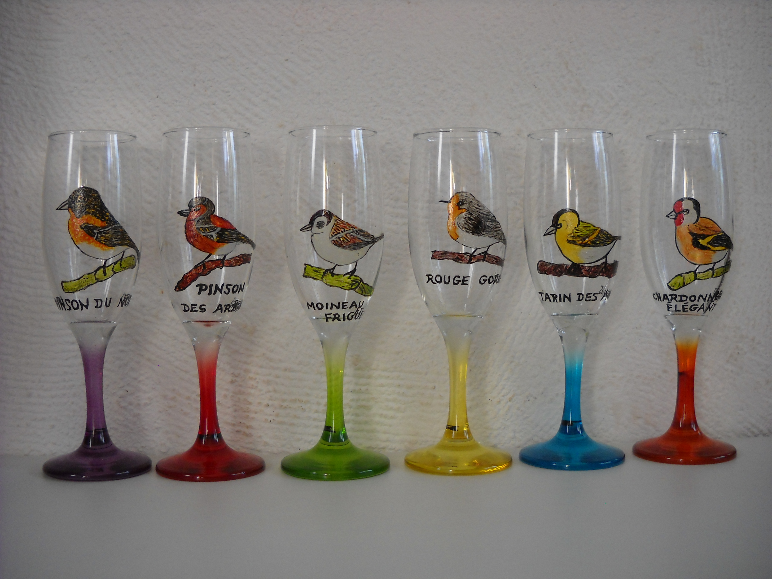 Verres avec des oiseaux - L'Aigue-Marine